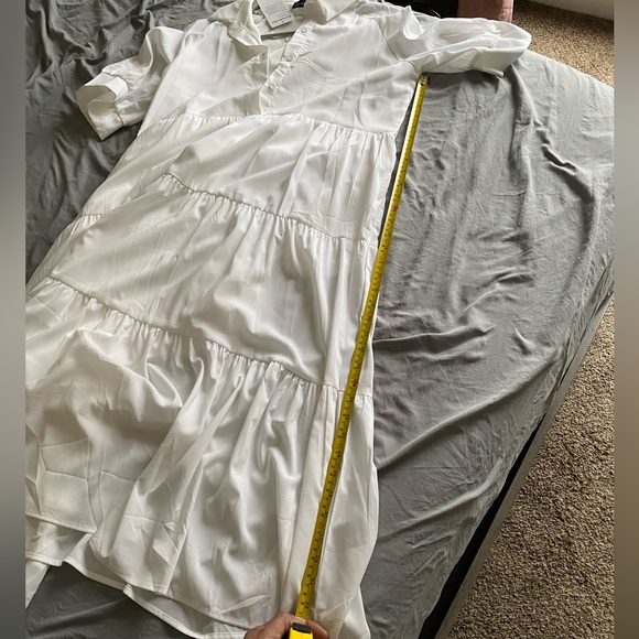 Elegant White Tiered Midi Dress - Picture 10 of 10